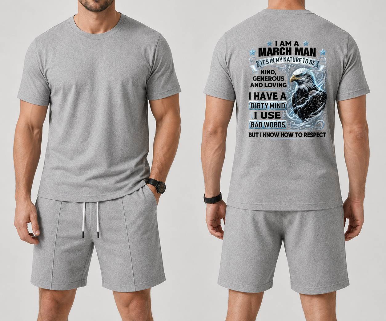 MARCH - I AM A MAN KIND, GENEROUS AND LOVING - BIRTHDAY CASUAL SUIT FOR MEN - NINA03 (SKU2607-256-03) | Waffle casual suit A09-739