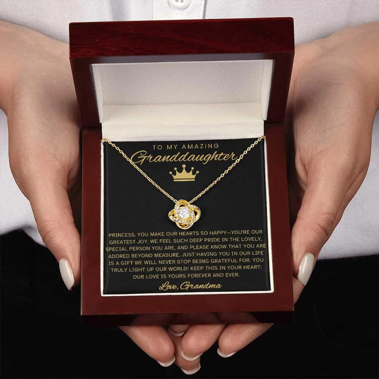 TO MY GRANDDAUGHTER FROM GRANDMA - Premium Love Knot Necklace