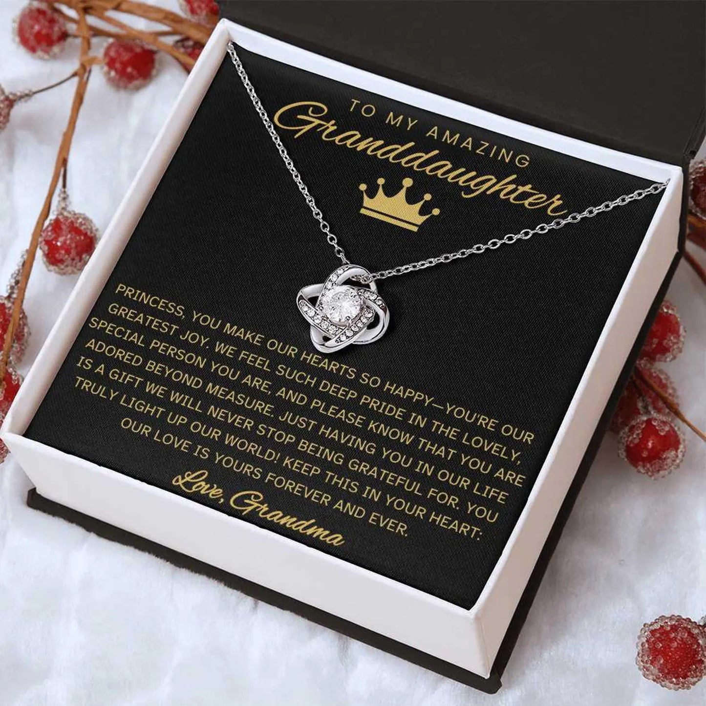 TO MY GRANDDAUGHTER FROM GRANDMA - Premium Love Knot Necklace