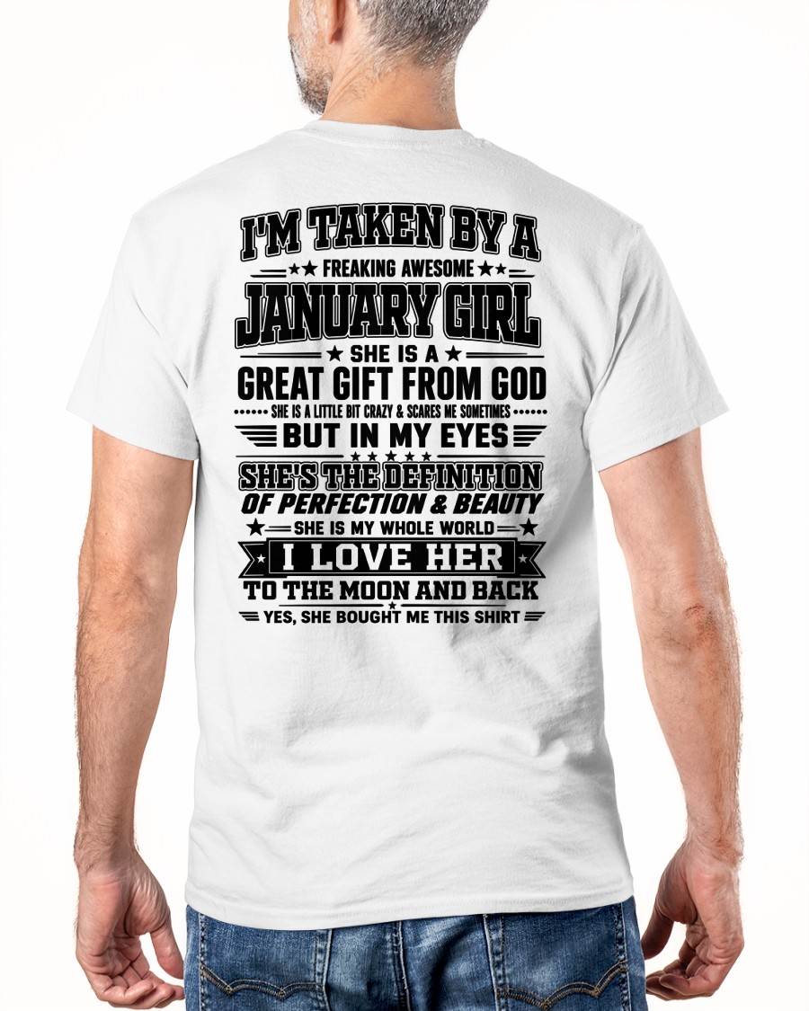 JANUARY - I'm Taken By A Freaking Awesome Girl Shirt – Gift for your Boyfriend or Husband from wife - NINA01 (SKU2606-320-01)