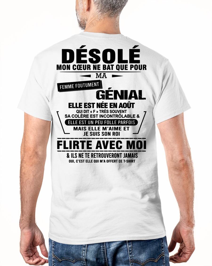 AOÛT - DÉSOLÉ, MON CŒUR NE BAT QUE POUR MA FEMME FOUTUMENT GÉNIALE — DE SA FEMME - FR08 / NINA08 (SKU26T-01258-08)