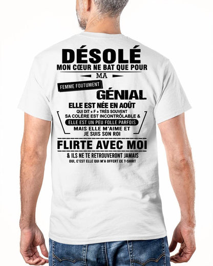 AOÛT - DÉSOLÉ, MON CŒUR NE BAT QUE POUR MA FEMME FOUTUMENT GÉNIALE — DE SA FEMME - FR08 / NINA08 (SKU26T-01258-08)