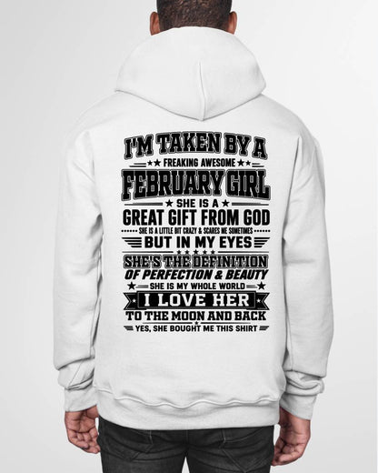 FEBRUARY - I'm Taken By A Freaking Awesome Girl Shirt – Gift for your Boyfriend or Husband from wife - NINA02 (SKU2606-320-02)