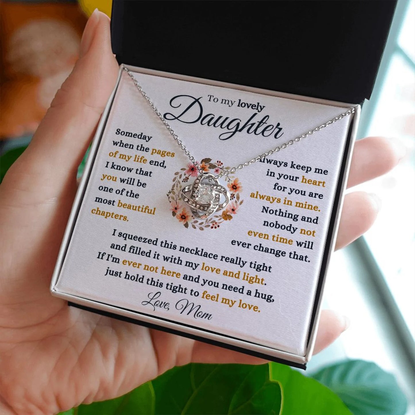 TO MY DAUGHTER FROM MOM- Premium Love Knot Necklace