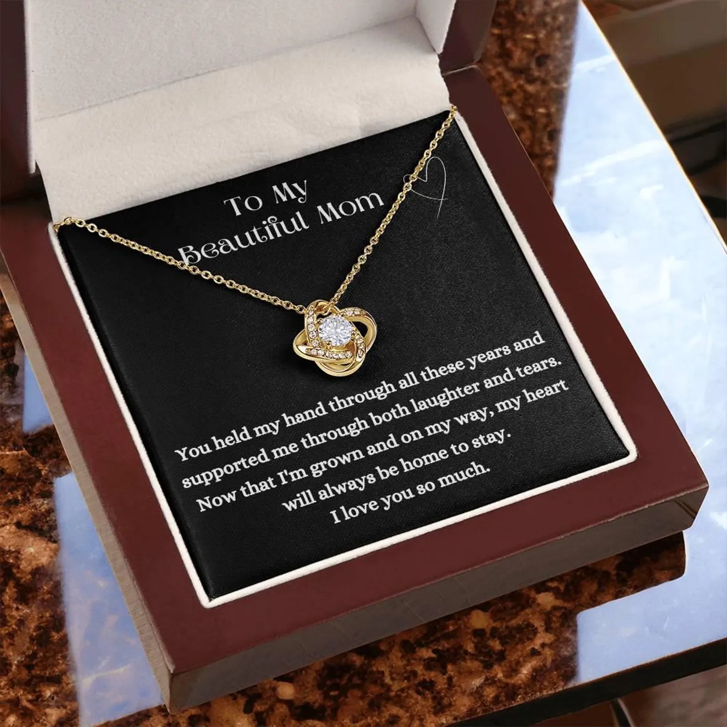 TO MY MOM FROM SON - Premium Love Knot Necklace