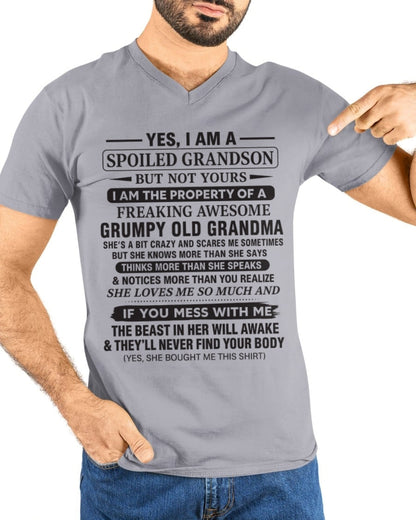 Yes I’m A Stubborn Grandson T-Shirt – Birthday Gift From Grandma / Woman - NINA00 (SKU10-171-00)