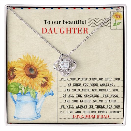 TO MY DAUGHTER FROM MOM AND DAD - Premium Love Knot Necklace