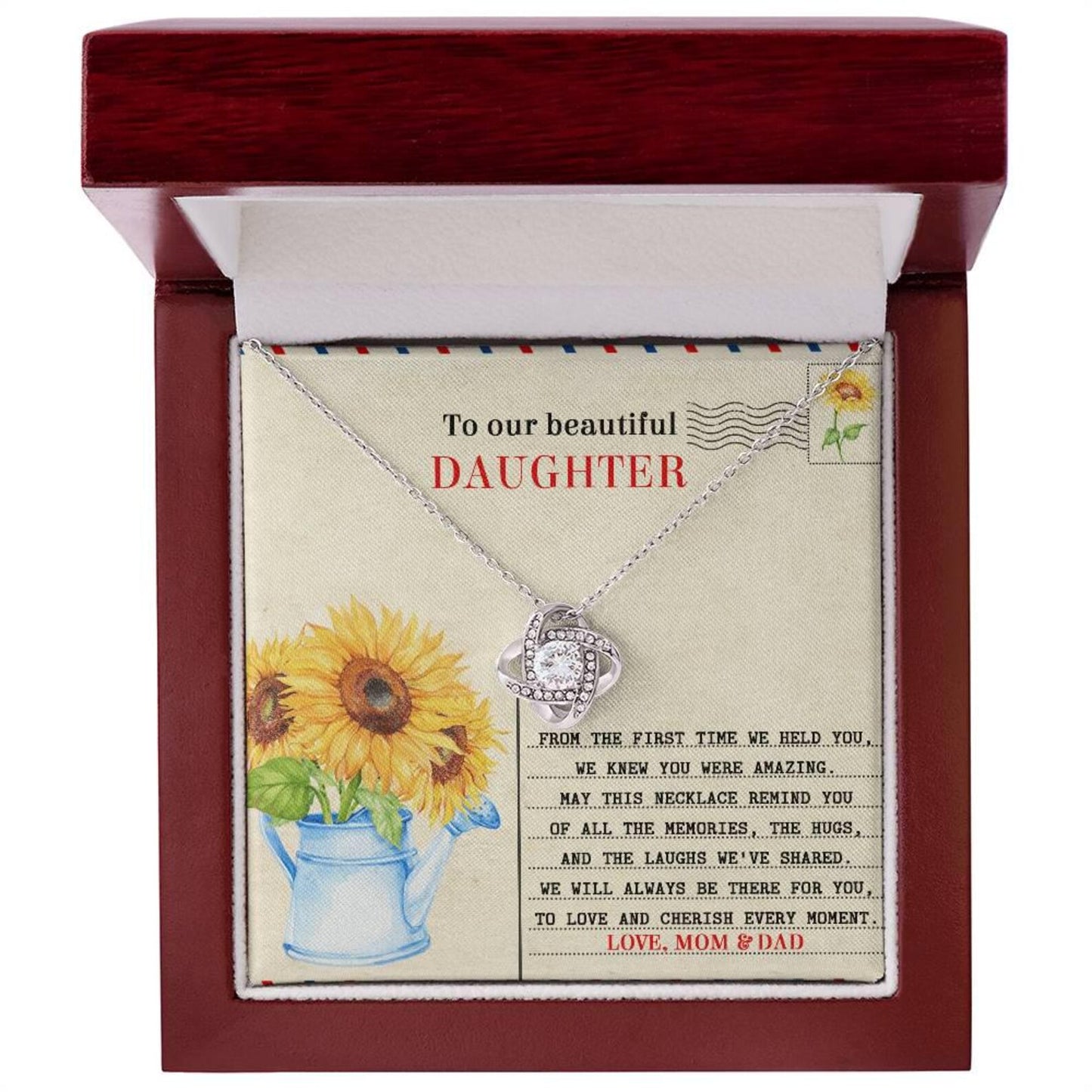 TO MY DAUGHTER FROM MOM AND DAD - Premium Love Knot Necklace