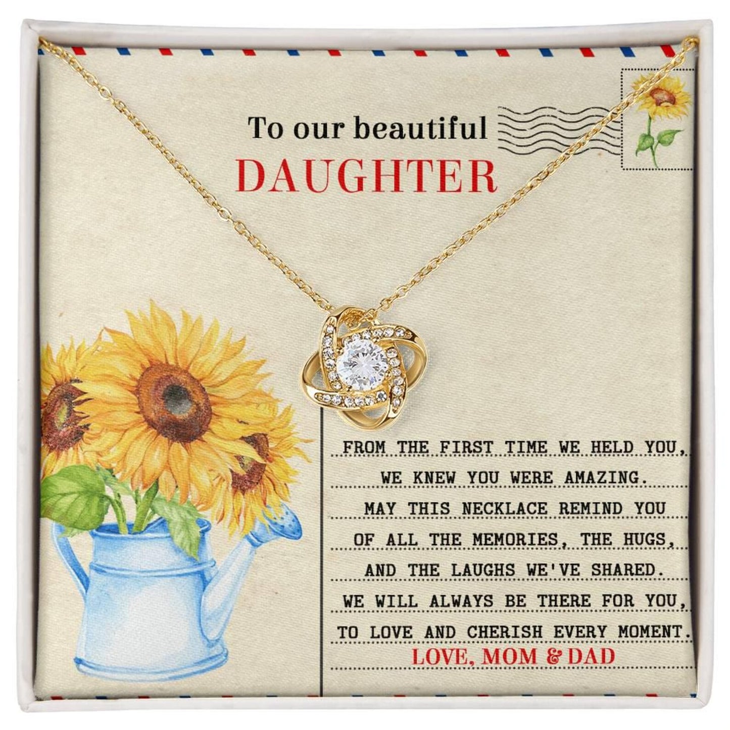 TO MY DAUGHTER FROM MOM AND DAD - Premium Love Knot Necklace