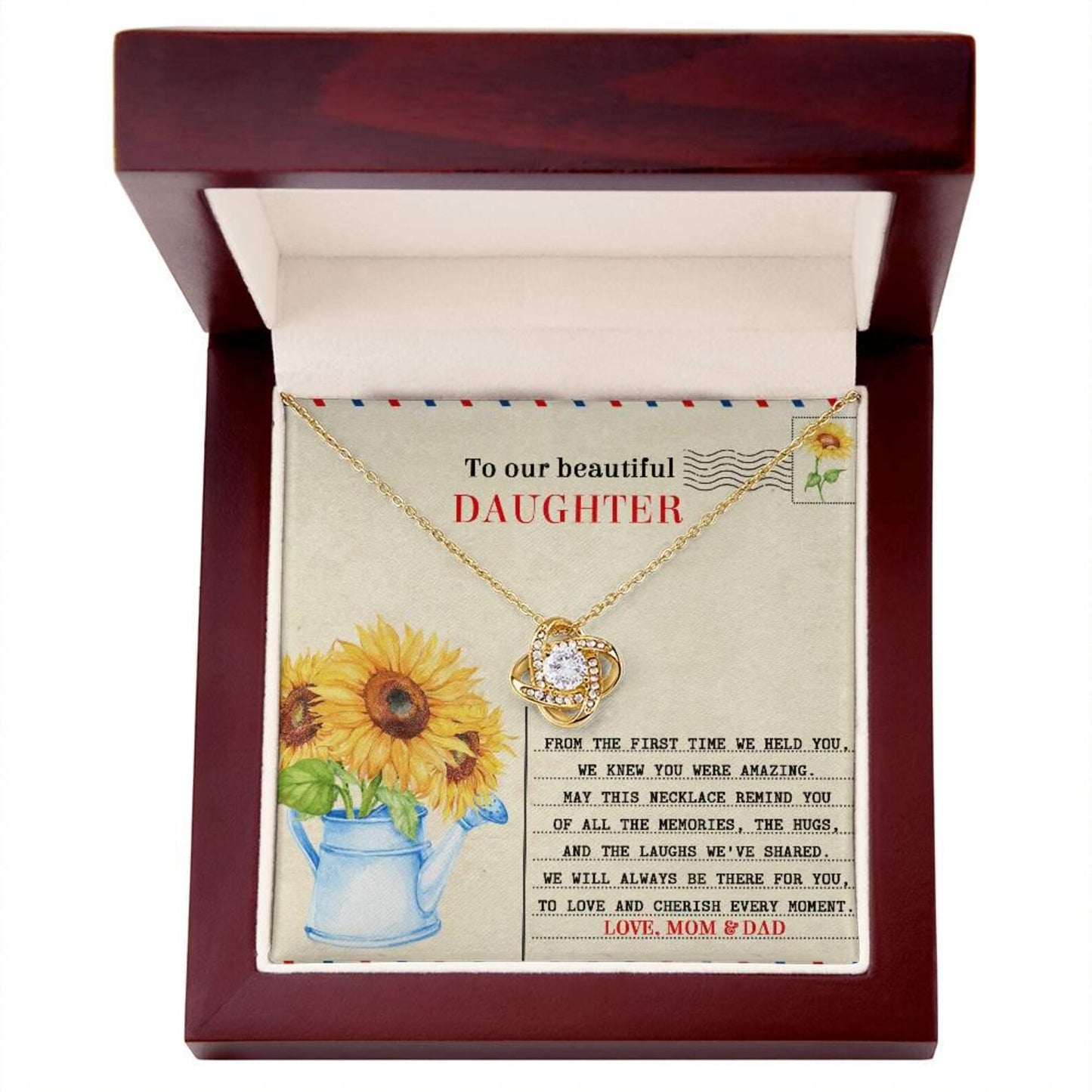 TO MY DAUGHTER FROM MOM AND DAD - Premium Love Knot Necklace