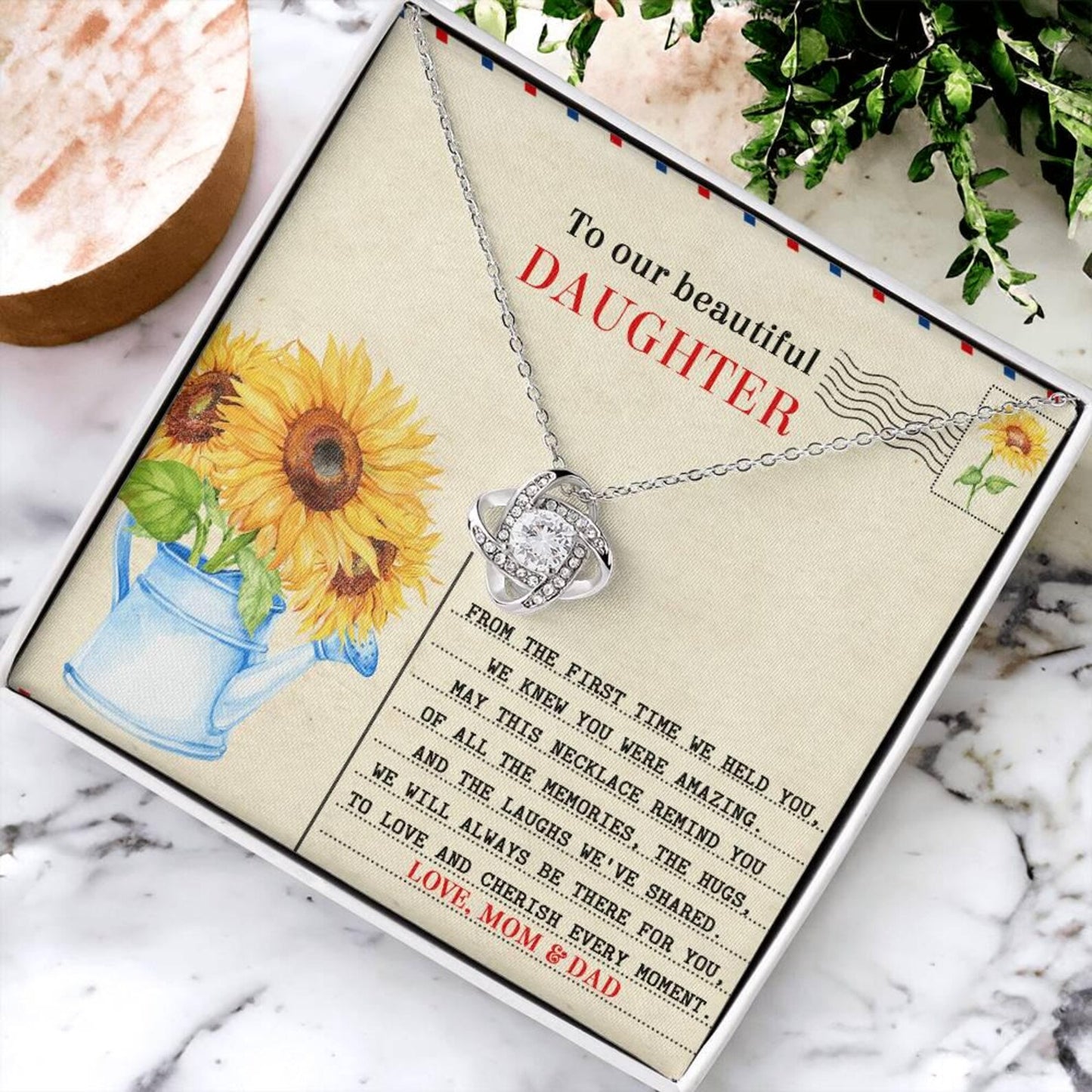 TO MY DAUGHTER FROM MOM AND DAD - Premium Love Knot Necklace