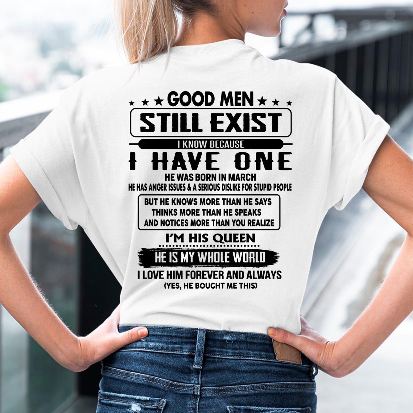 March - Good men Still Exist - gift for your girlfriend, wife from Husband - NINA03 (SKU-GMSAU-03)