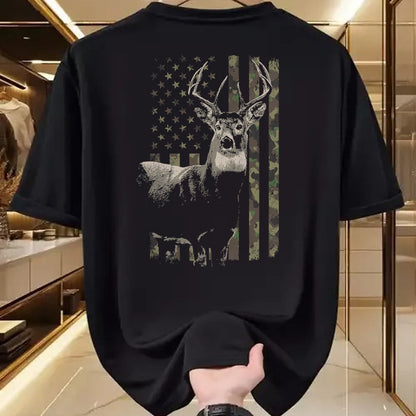 Funny Hunting Shirt, Gift For Hunting Lover Unisex T-Shirt/Hoodie/Sweatshirt HLT00 - Hunting Camo American Flag Deer T-Shirt