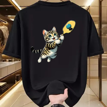 Funny Pickleball Shirt, Pickleball Lover Unisex T-Shirt/Hoodie/Sweatshirt HLT00 - Funny Kitten Playing Pickleball Cute Cat Pickleball Player T-Shirt