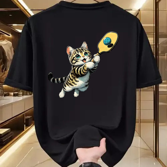 Funny Pickleball Shirt, Pickleball Lover Unisex T-Shirt/Hoodie/Sweatshirt HLT00 - Funny Kitten Playing Pickleball Cute Cat Pickleball Player T-Shirt