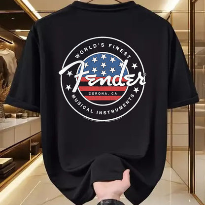 Guitar Lover Shirt, Funny Guitar UnisexT-Shirt/Hoodie/Sweatshirt HLT00 - Fender American Flag Circle Stamp Logo T-Shirt