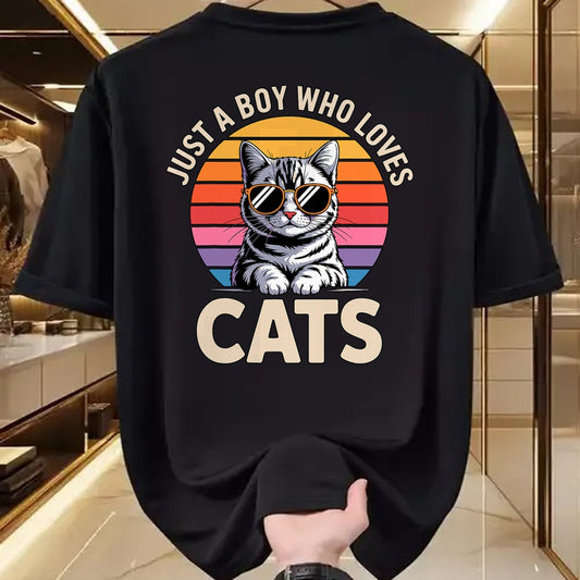 Cat Love Shirt, Funny Cat Lover Gift UnisexT-Shirt/Hoodie/Sweatshirt HLT00 - Just a Boy Who Loves Cats T-Shirt