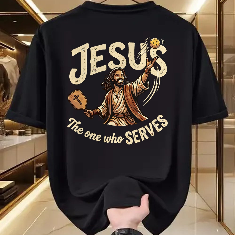 Funny Pickleball Shirt, Pickleball Lover Unisex T-Shirt/Hoodie/Sweatshirt HLT00 - Jesus The One Who Serves Funny Christian Pickleball T-Shirt