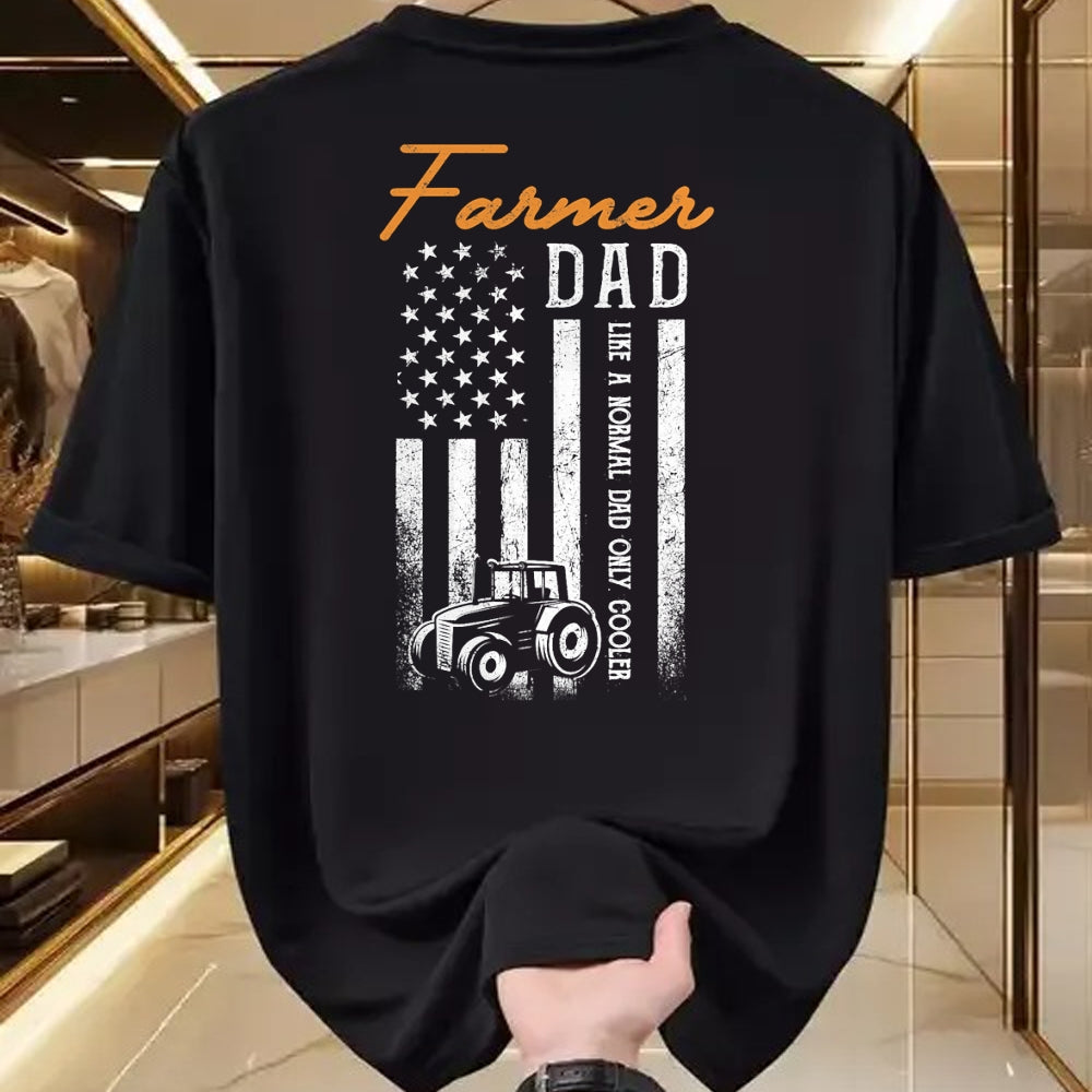 Best Farmer Life Shirt, Funny Farmer UnisexT-Shirt/Hoodie/Sweatshirt HLT00 - Farmer Dad Like A Normal Dad Only Cooler USA Flag Farming T-Shirt