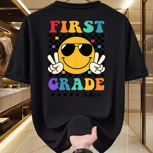 Best Student Shirt, Funny Back To School UnisexT-Shirt/Hoodie/Sweatshirt HLT00 - 1st Grade Vibes Smile Face Back to School Girls First Grade T-Shirt