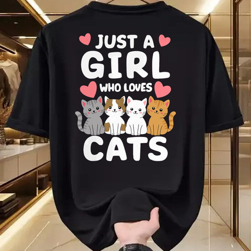 Cat Love Shirt, Funny Cat Lover Gift UnisexT-Shirt/Hoodie/Sweatshirt HLT00 - Cat Just A Girl Who Loves Cats T-Shirt (2)