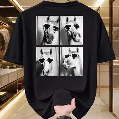 Best Horse Lover Shirt , Funny Horse UnisexT-Shirt/Hoodie/Sweatshirt HLT00 - Cute Horses with Hearts Sunglasses Funny Valentine_s Day T-Shirt