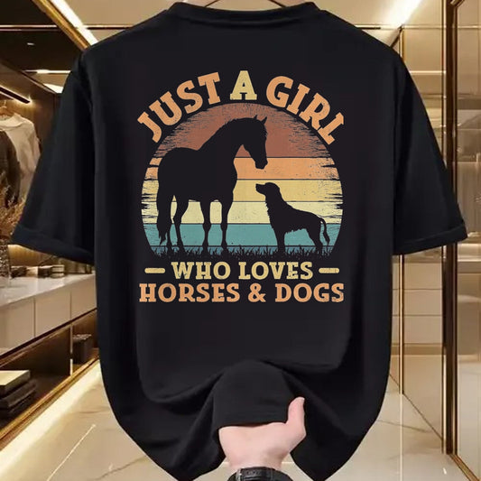 Best Horse Lover Shirt , Funny Horse UnisexT-Shirt/Hoodie/Sweatshirt HLT00 - Just A Girl Who Loves Horses and Dogs Women Girls T-Shirt, Men, Black, 3X-Large