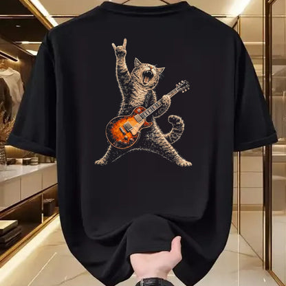 Guitar Lover Shirt, Funny Guitar UnisexT-Shirt/Hoodie/Sweatshirt HLT00 - Funny Cat Playing Guitar Shirt Cat Guitarist Rock and Roll T-Shirt, Men, Black, 3X-Large