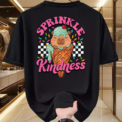 Cute Capybara Shirt, Funny Capybara Unisex T-Shirt/Hoodie/Sweatshirt HLT00 - Womens Girls Sprinkle Kindness Ice Cream Capybara Lover T-Shirt