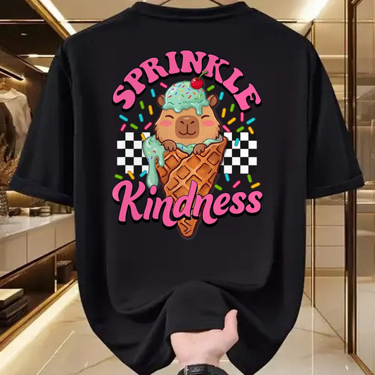 Cute Capybara Shirt, Funny Capybara Unisex T-Shirt/Hoodie/Sweatshirt HLT00 - Womens Girls Sprinkle Kindness Ice Cream Capybara Lover T-Shirt