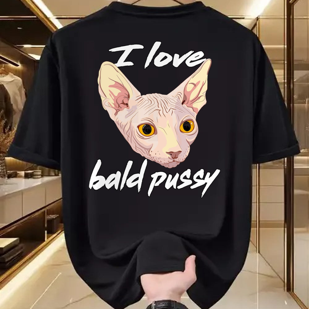 Cat Love Shirt, Funny Cat Lover Gift UnisexT-Shirt/Hoodie/Sweatshirt HLT00 - I Love Bald Pussy Adult Humor Dirty Pun Joke T-Shirt