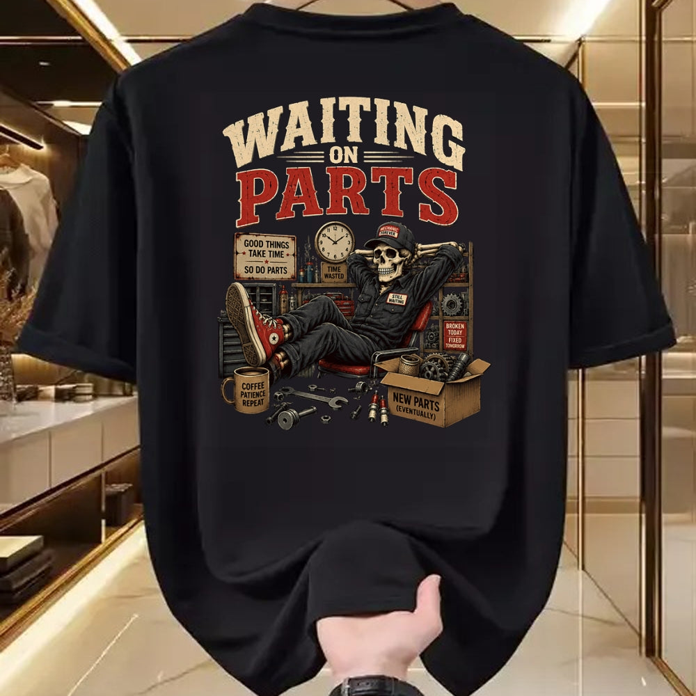 Best Mechanic Life Shirt, Funny Mechanic UnisexT-Shirt/Hoodie/Sweatshirt HLT00 - Waiting On Parts Funny Mechanic Skeleton Auto Repair Humor T-Shirt