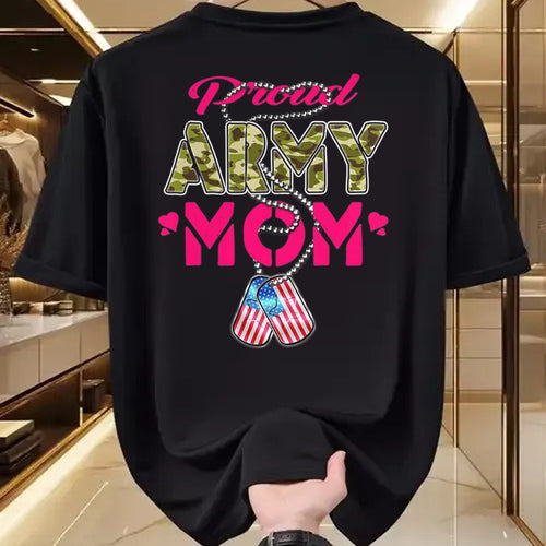 Gift for Mom Shirt, Funny Mom Unisex T-Shirt/Hoodie/Sweatshirt HLT00 - Proud Army Mom US Flag Camo Dog Tags Military Mother T-Shirt