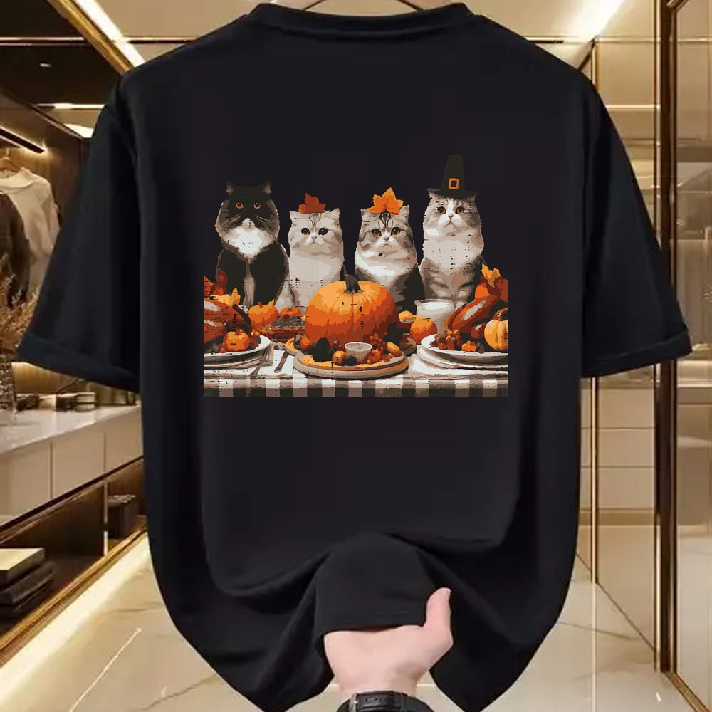 Best Thanksgiving Family Shirt , Funny Thanksgiving UnisexT-Shirt/Hoodie/Sweatshirt HLT00 - Thanksgiving Cats Dinner Feast Vintage Fall Men Women Kids T-Shirt
