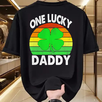 Gift for Dad Shirt, Funny Dad Unisex T-Shirt/Hoodie/Sweatshirt HLT00 – One Lucky Dad Funny Father Irish Clovers St Patrick_s Day T-Shirt