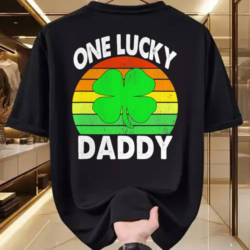 Gift for Dad Shirt, Funny Dad Unisex T-Shirt/Hoodie/Sweatshirt HLT00 – One Lucky Dad Funny Father Irish Clovers St Patrick_s Day T-Shirt