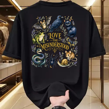 Cat Love Shirt, Funny Cat Lover Gift UnisexT-Shirt/Hoodie/Sweatshirt HLT00 - Love The Misunderstood Bat Raven Cat Snake Spider Moth Frog T-Shirt