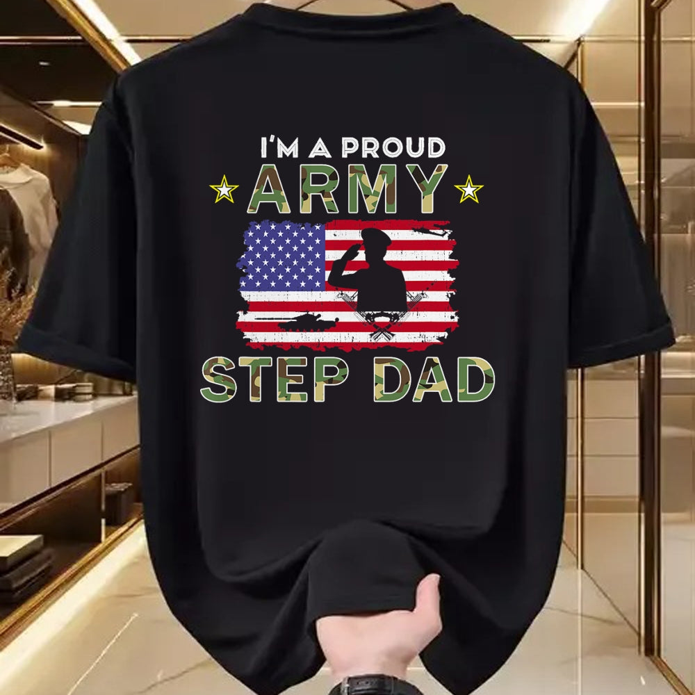 Gift for Dad Shirt, Funny Dad Unisex T-Shirt/Hoodie/Sweatshirt HLT00 – Proud Army StepDad-I_m A Proud Army Step Dad Camouflage Army T-Shirt