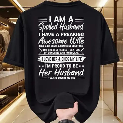 Best Wife Shirt, Wife and Husband Unisex T-Shirt/Hoodie/Sweatshirt HLT00 - Gift for wife T shirt, spoiled wife   I Am A Spoiled Husband I Have A Freaking Awesome Wife T-Shirt (1)