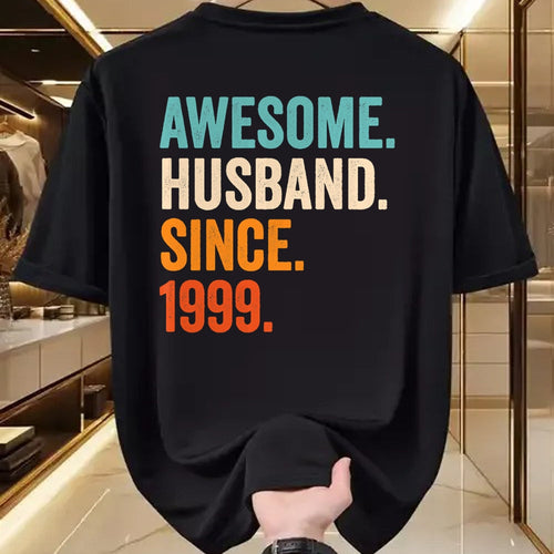 Best Wife Shirt, Wife and Husband Unisex T-Shirt/Hoodie/Sweatshirt HLT00 - Awesome Husband Since 1999 25th wedding anniversary 25 years T-Shirt (1)