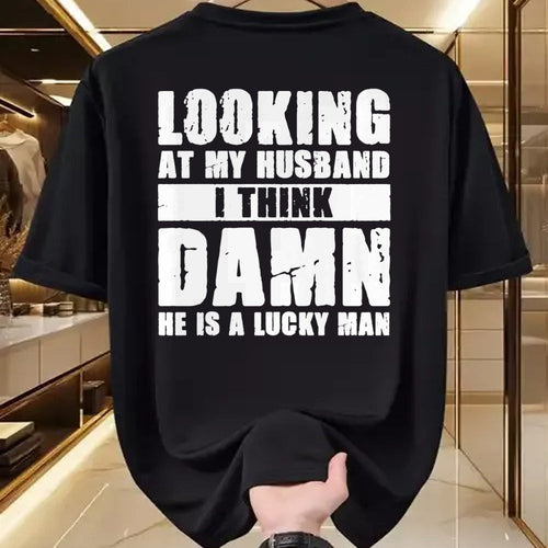 Best Wife Shirt, Wife and Husband Unisex T-Shirt/Hoodie/Sweatshirt HLT00 - Gift for wife T shirt, lucky wife   He is a Lucky Husband - Anniversary Gift - Man & Wife Premium T-