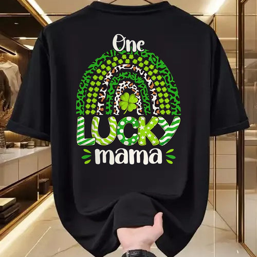 Gift for Mom Shirt, Funny Mom Unisex T-Shirt/Hoodie/Sweatshirt HLT00 - One Lucky Mom Irish Rainbow Leopard St Patricks Day T-Shirt