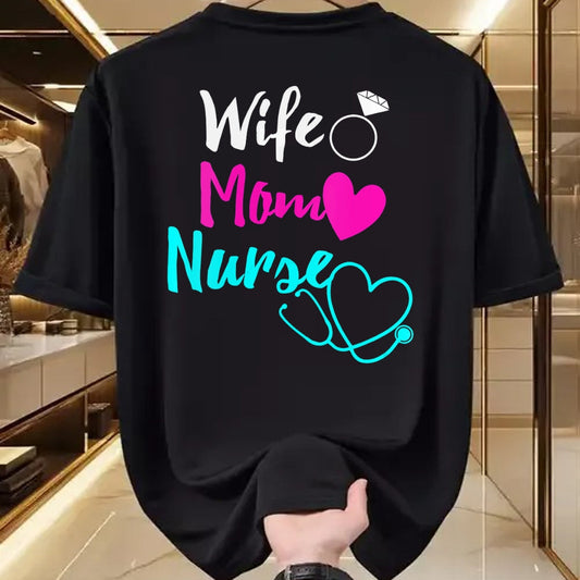 Funny Nurse Shirt, Nurse Unisex T-Shirt/Hoodie/Sweatshirt HLT00 - Womens Wife Mom Nurse Womens RN LPN Mothers Day Gift For Nurses V-Neck T-Shirt