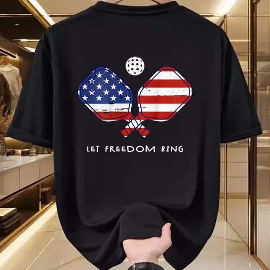 Funny Pickleball Shirt, Pickleball Lover Unisex T-Shirt/Hoodie/Sweatshirt HLT00 - Front Back Pickleball Let Freedom Ring July 4th Pickleball T-Shirt