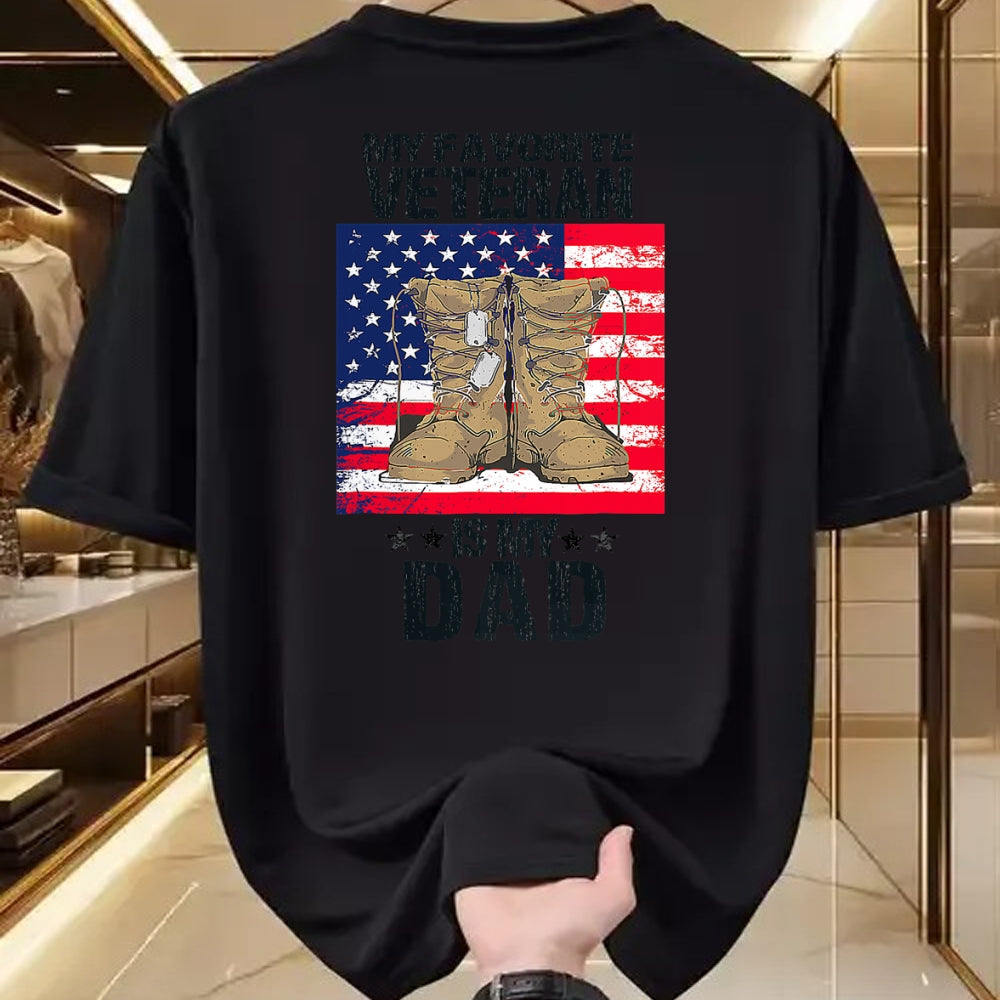 Gift for Dad Shirt, Funny Dad Unisex T-Shirt/Hoodie/Sweatshirt HLT00 – Dad Father_s Day My Favorite Veteran Is My Father Proud Kids T-Shirt