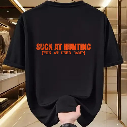 Funny Hunting Shirt, Gift For Hunting Lover Unisex T-Shirt/Hoodie/Sweatshirt HLT00 - Suck at Hunting Fun at Deer Camp for Men Women Funny Hunting T-Shirt