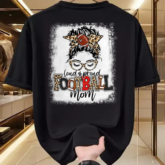 Gift for Mom Shirt, Funny Mom Unisex T-Shirt/Hoodie/Sweatshirt HLT00 - Loud And Proud Football Mom Bleached Leopard Football Mama T-Shirt