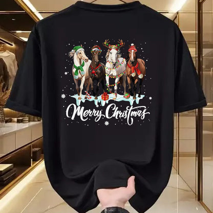 Best Horse Lover Shirt , Funny Horse UnisexT-Shirt/Hoodie/Sweatshirt HLT00 - Merry Christmas Horse Lover Santa Hat Xmas Holiday Snow Long Sleeve T-Shirt