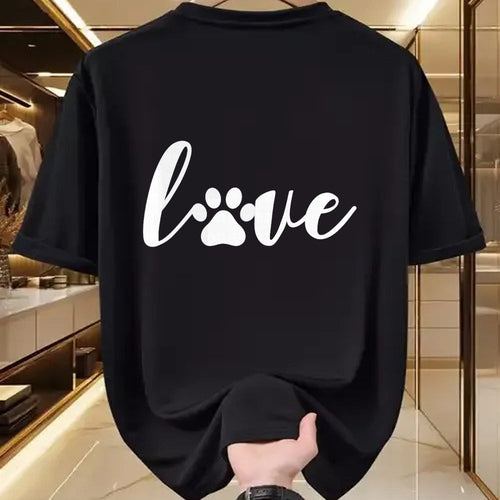 Cat Love Shirt, Funny Cat Lover Gift UnisexT-Shirt/Hoodie/Sweatshirt HLT00 - Paw Print Love Heart Funny Cool Dog Cat Mom Pet Animal Lover T-Shirt Small
