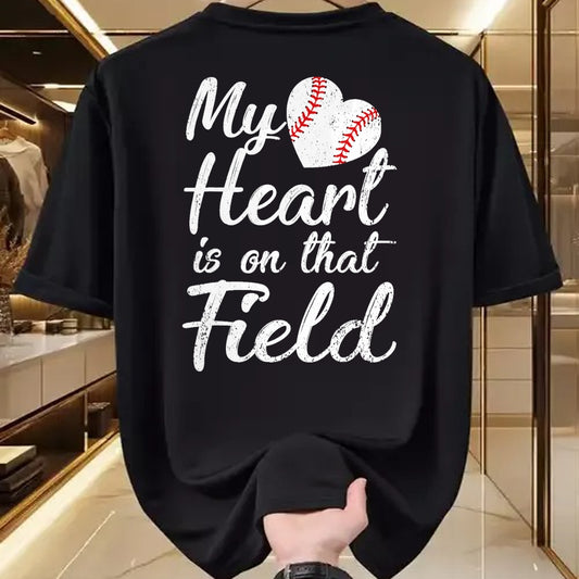 Gift for Mom Shirt, Funny Mom Unisex T-Shirt/Hoodie/Sweatshirt HLT00 - My Heart is on That Field Baseball Softball Mom Gifts T-Shirt